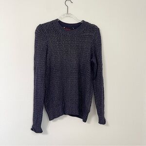 Narciso Rodriguez Navy Shimmery Cable Knit Sweater Size L